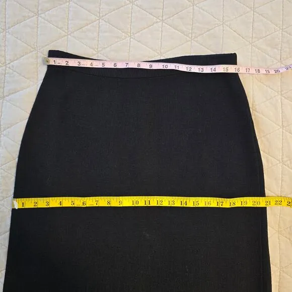 St John Basics Santana Knit Skirt Women's 12 Black Maxi Pull On Classic Elegance