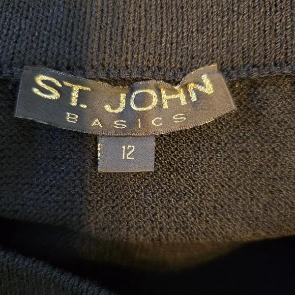 St John Basics Santana Knit Skirt Women's 12 Black Maxi Pull On Classic Elegance