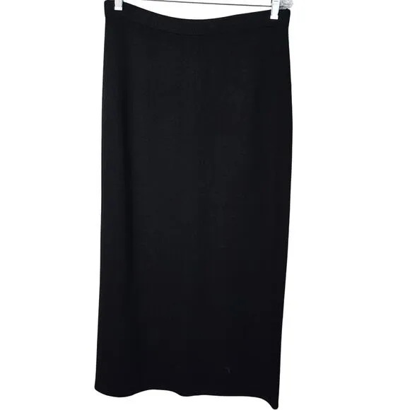 St John Basics Santana Knit Skirt Women's 12 Black Maxi Pull On Classic Elegance