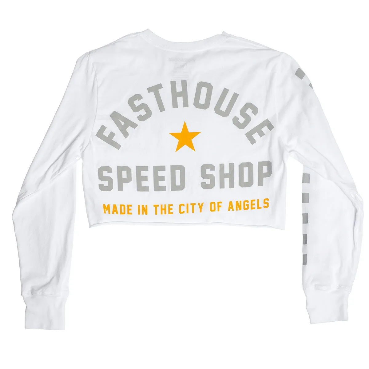Star LS Women's Crop Tee - White