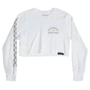 Star LS Women's Crop Tee - White