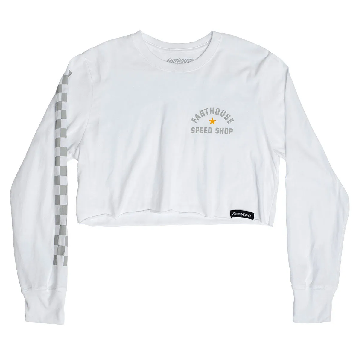 Star LS Women's Crop Tee - White
