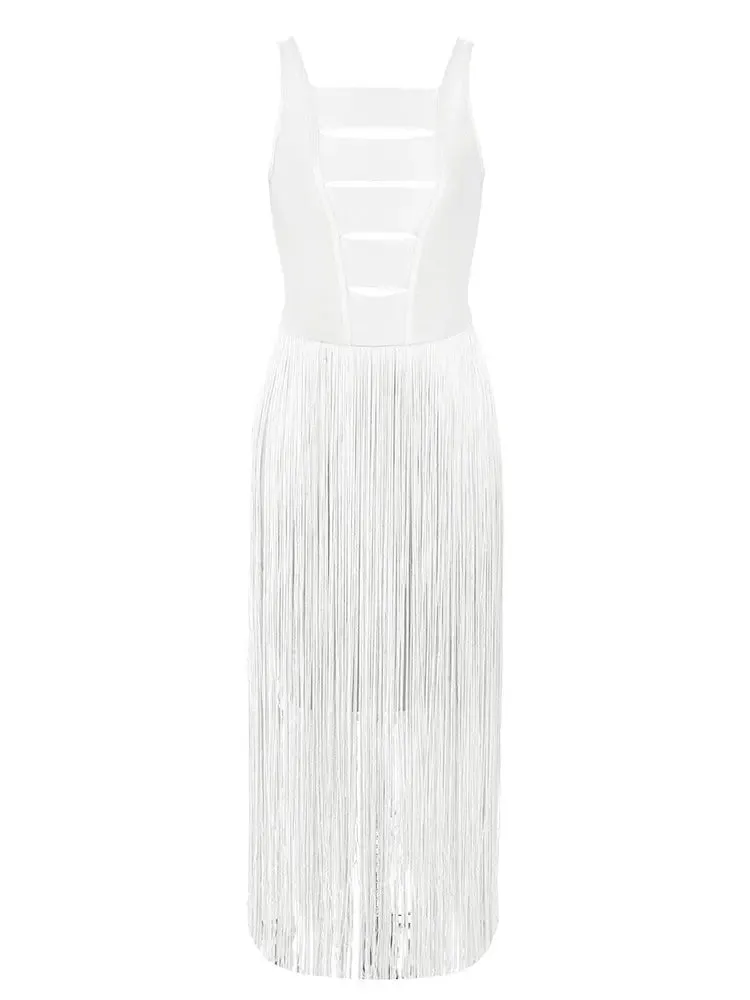 Strapless Fringe Bandage Dress