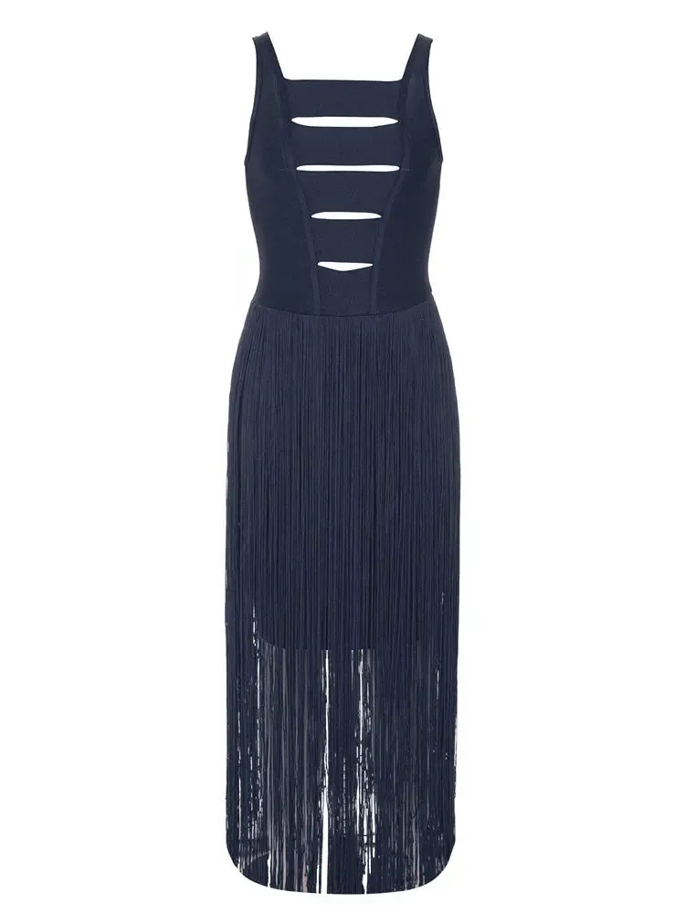 Strapless Fringe Bandage Dress