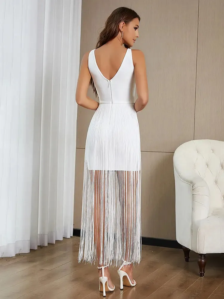 Strapless Fringe Bandage Dress