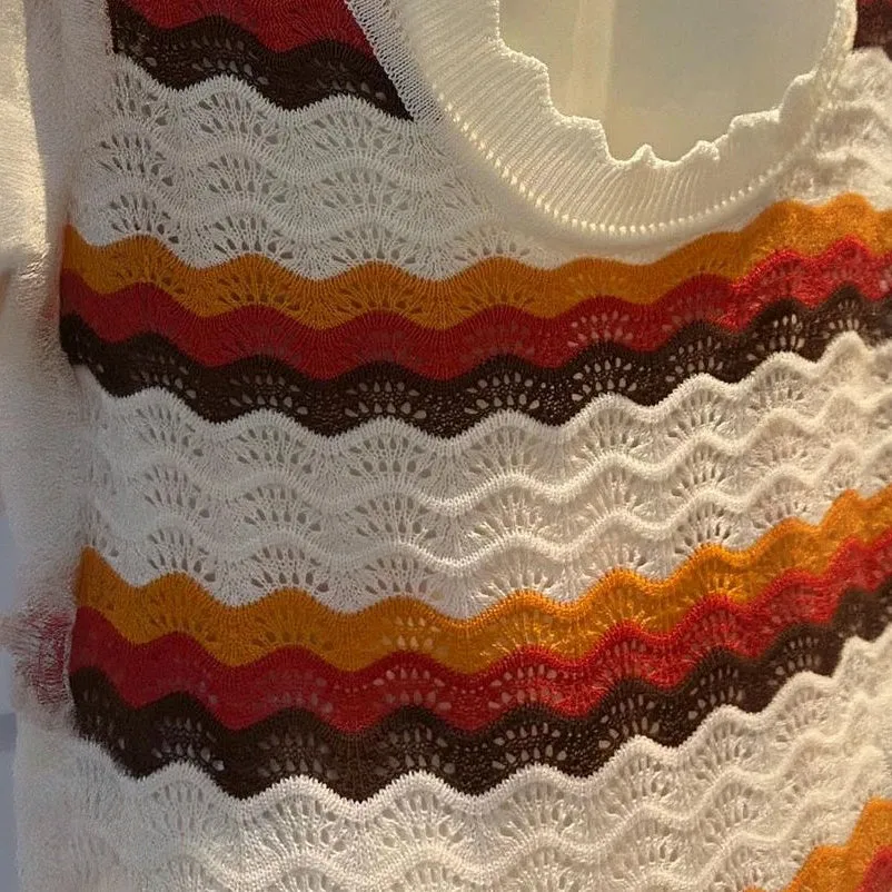 Striped Knit Maxi Dress with Flared Sleeves