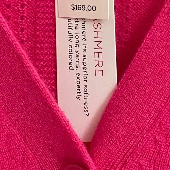 Talbots NWT Cashmere Cardigan, Pink, Button Up, Long Sleeve, Size Women Small