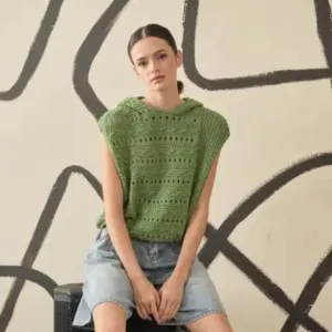 The Harper Open Knit Vest in Matcha