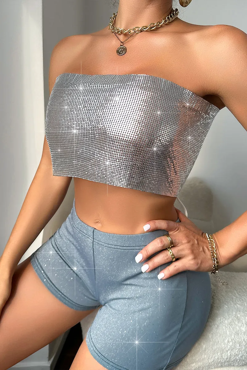 TR3009 Metal Sequins Tube Top