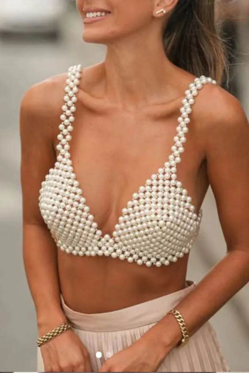 TR3032 Pearls Bralette Top