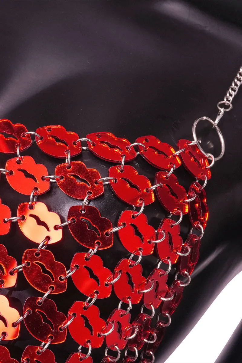 TR3037 Red Lips Bralette Top
