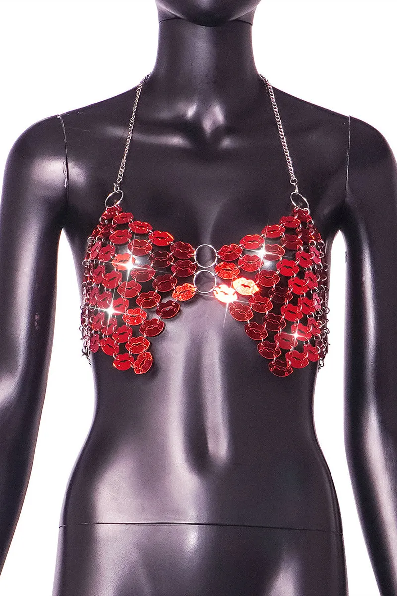 TR3037 Red Lips Bralette Top