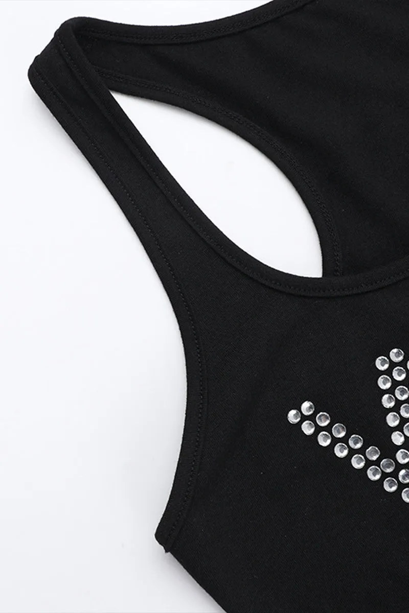 TR3153 Rhinestones Tank Top