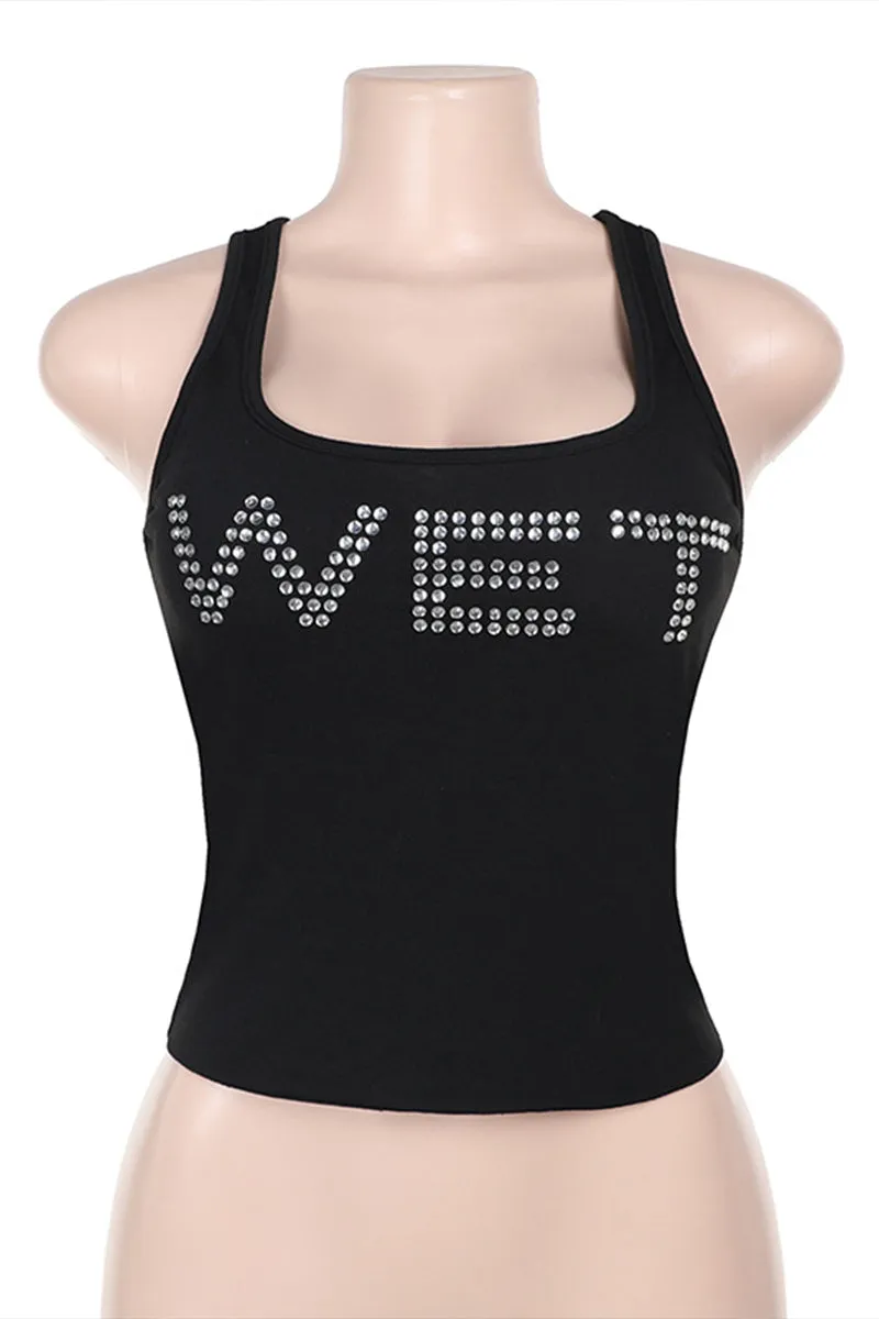 TR3153 Rhinestones Tank Top