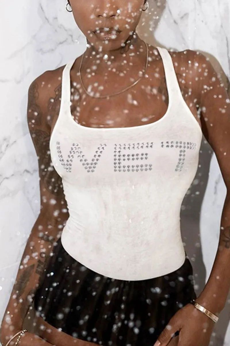 TR3153 Rhinestones Tank Top