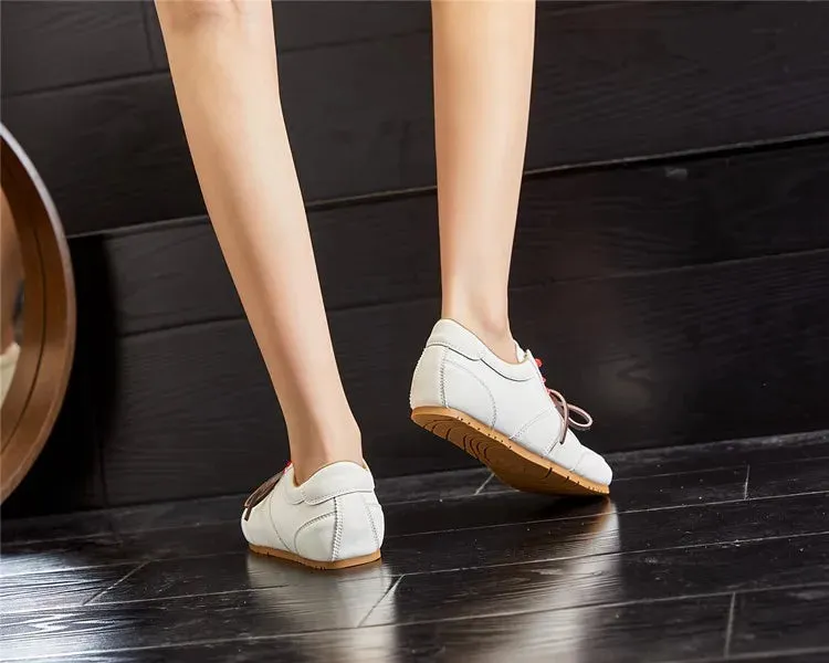 Training Shoes Female Genuine Leather - New Spring Flat Sneakers Ladies Casual Forrest Gump Shoes Women