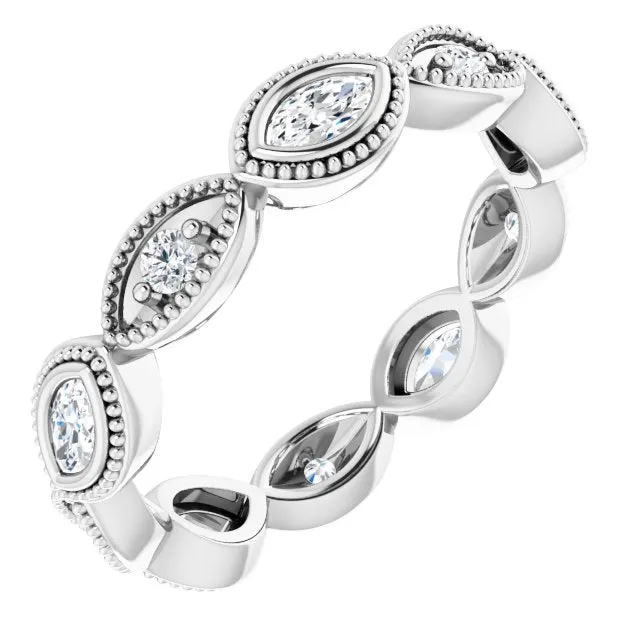 Vintage Inspired 0.75 ct. Marquise & Round Diamond Eternity Band