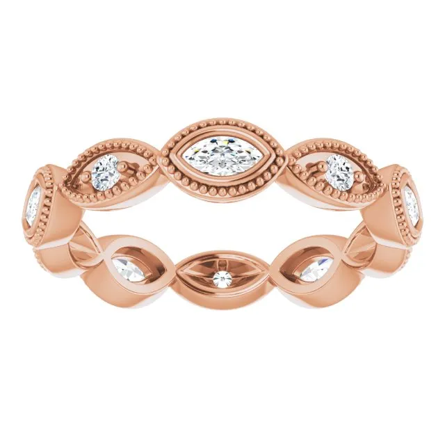 Vintage Inspired 0.75 ct. Marquise & Round Diamond Eternity Band