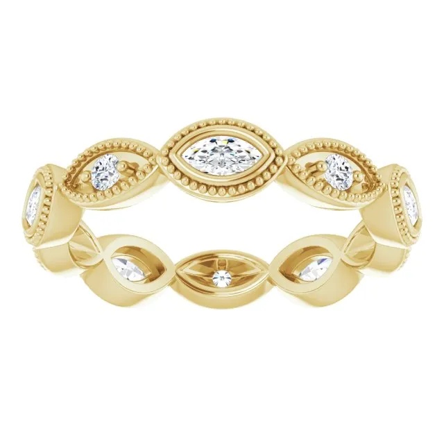 Vintage Inspired 0.75 ct. Marquise & Round Diamond Eternity Band