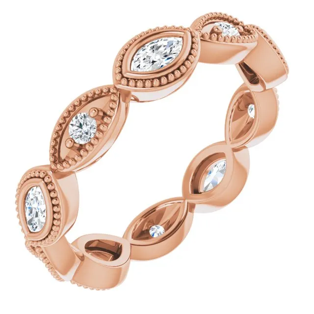 Vintage Inspired 0.75 ct. Marquise & Round Diamond Eternity Band