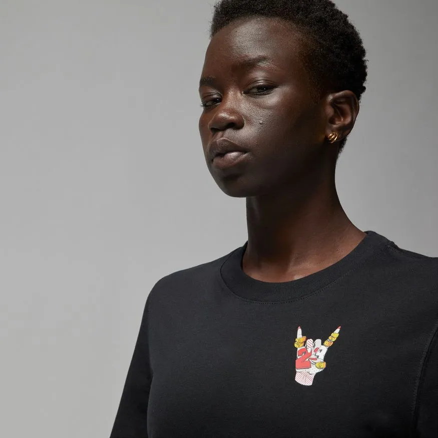 W JORDAN FLIGHT T SHIRT "BLACK"