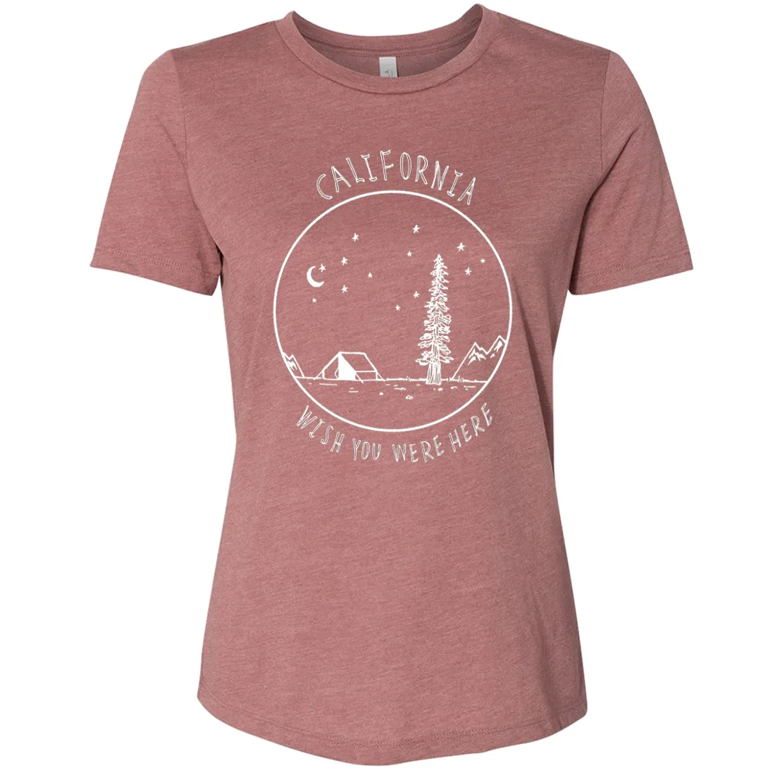 Wish You Were Here White Print Women's Relaxed Jersey Tee