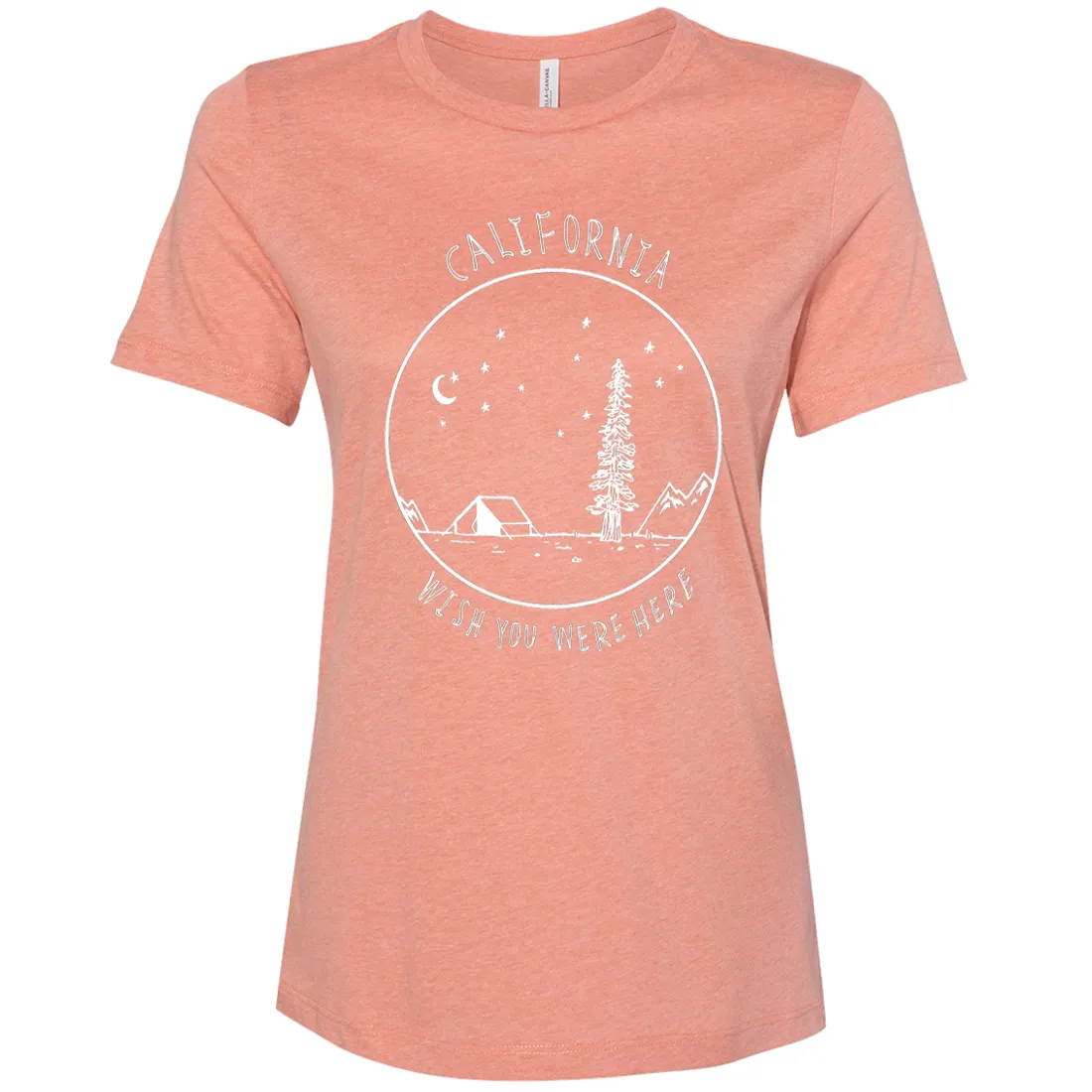 Wish You Were Here White Print Women's Relaxed Jersey Tee