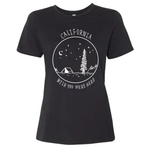 Wish You Were Here White Print Women's Relaxed Jersey Tee