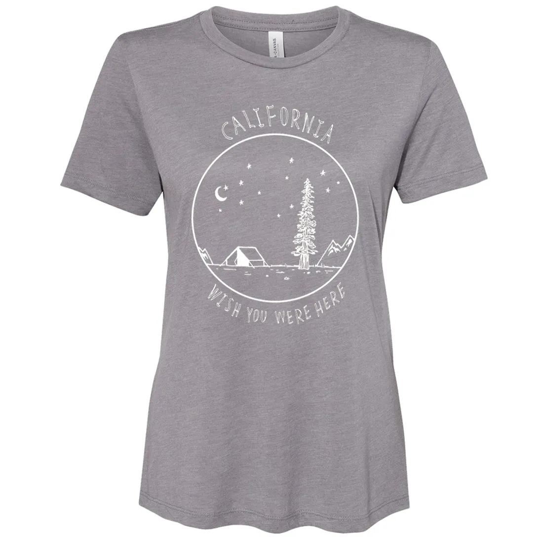 Wish You Were Here White Print Women's Relaxed Jersey Tee