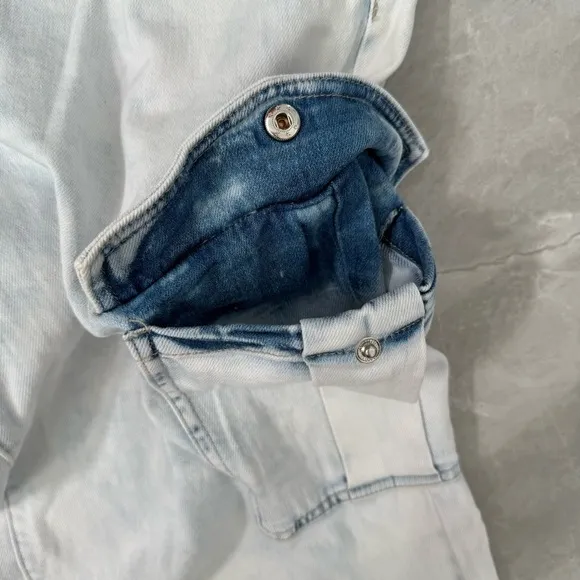 Women's DKNY Jeans High-Rise Wide-Leg Cargo Jeans Light Wash Cotton Size 32