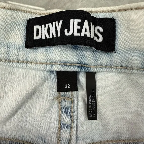 Women's DKNY Jeans High-Rise Wide-Leg Cargo Jeans Light Wash Cotton Size 32
