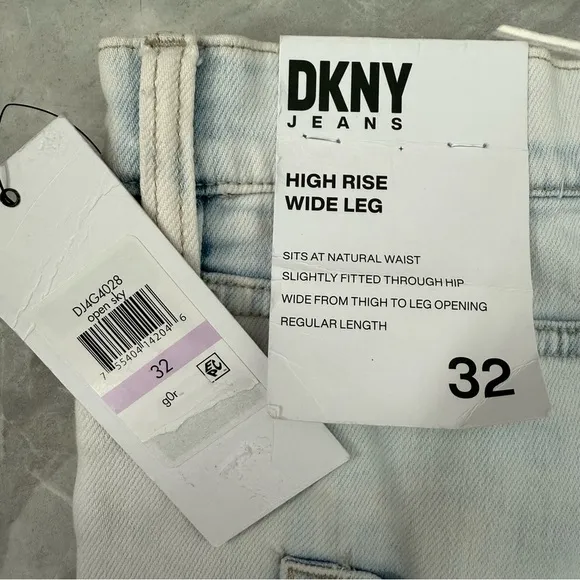 Women's DKNY Jeans High-Rise Wide-Leg Cargo Jeans Light Wash Cotton Size 32