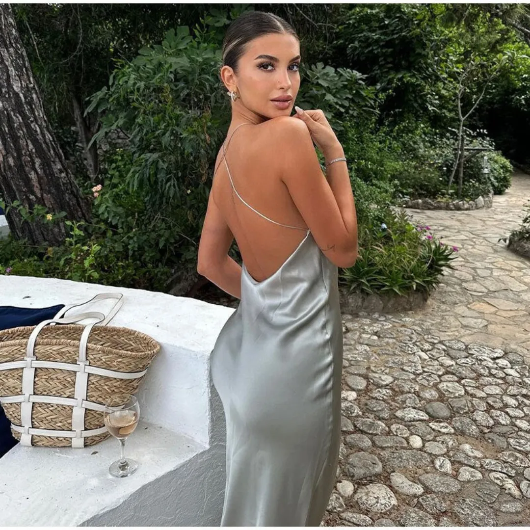 Women's Elegant Halter Backless Wedding Guest Dress | Maxi