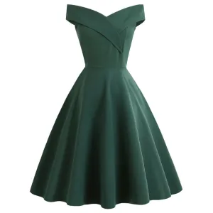 Women's Elegant Off Shoulder A Line Dress | Midi