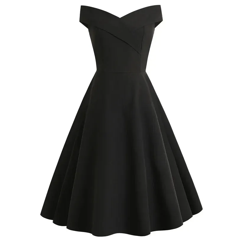 Women's Elegant Off Shoulder A Line Dress | Midi