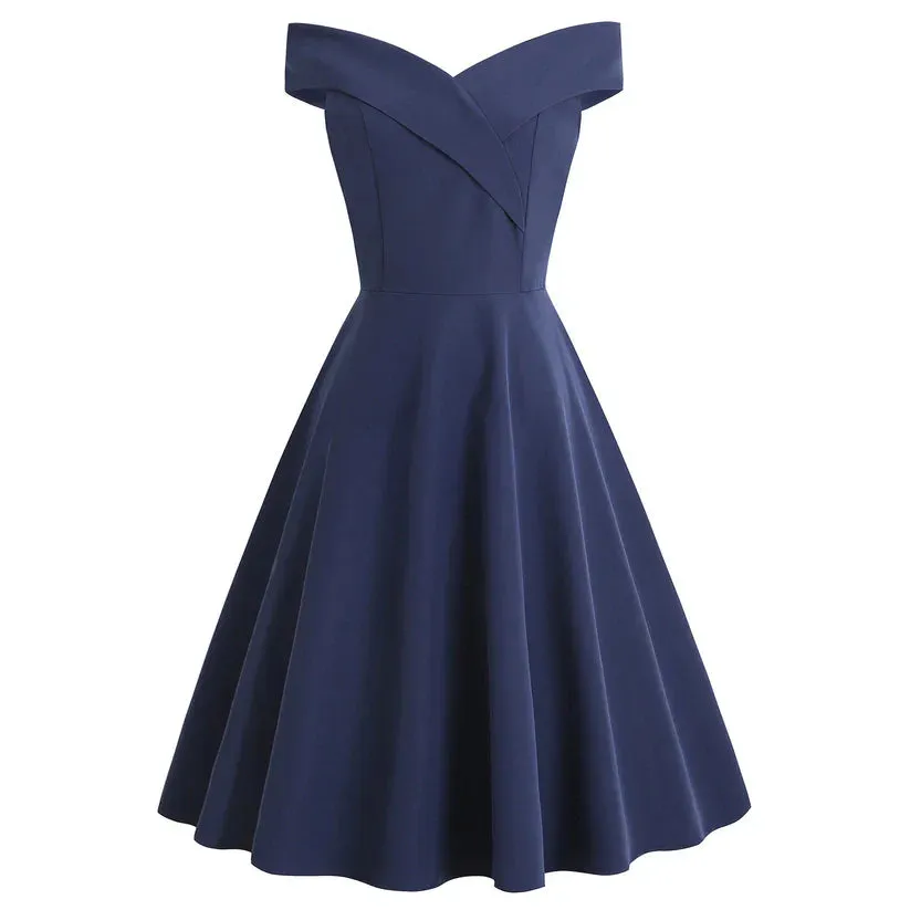 Women's Elegant Off Shoulder A Line Dress | Midi