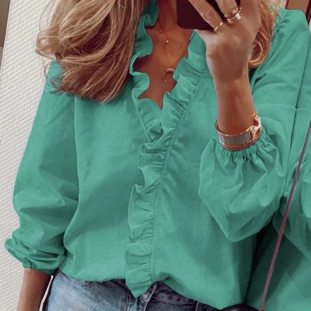 Women's Elegant Summer Ruffle Blouse | Long
