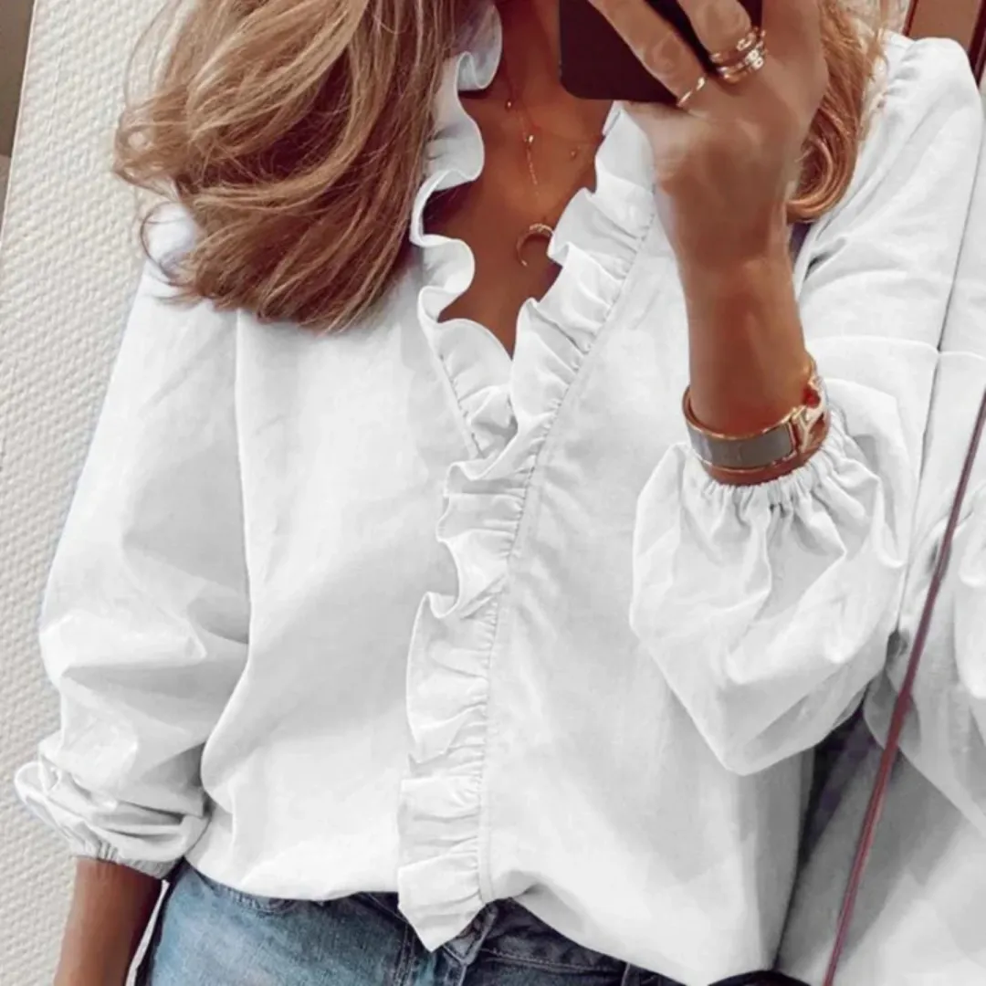Women's Elegant Summer Ruffle Blouse | Long