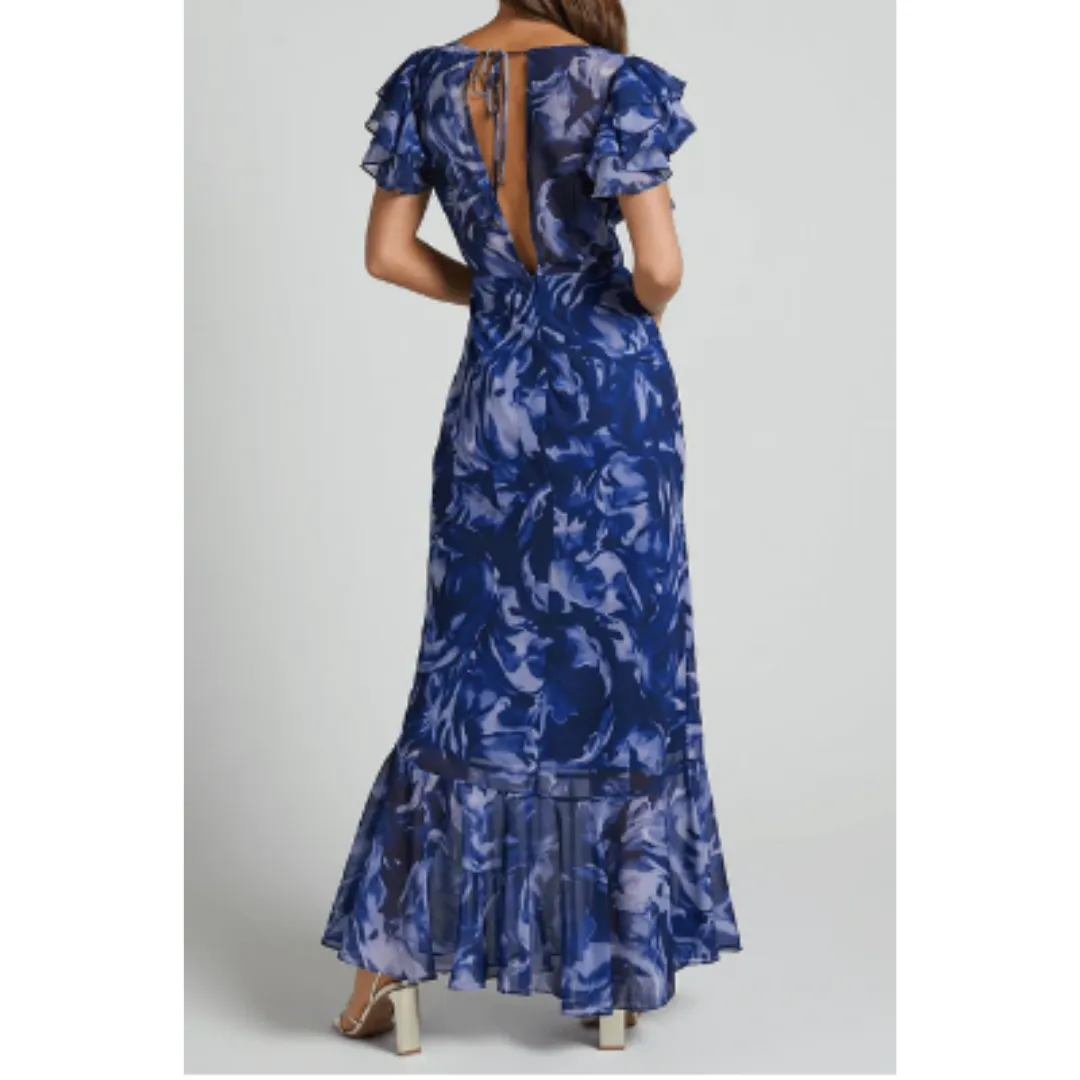 Women's Elegant Summer Ruffle Sleeve Dress | Maxi