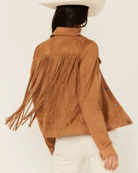 Women's Fringe Suede Trucker Jacket