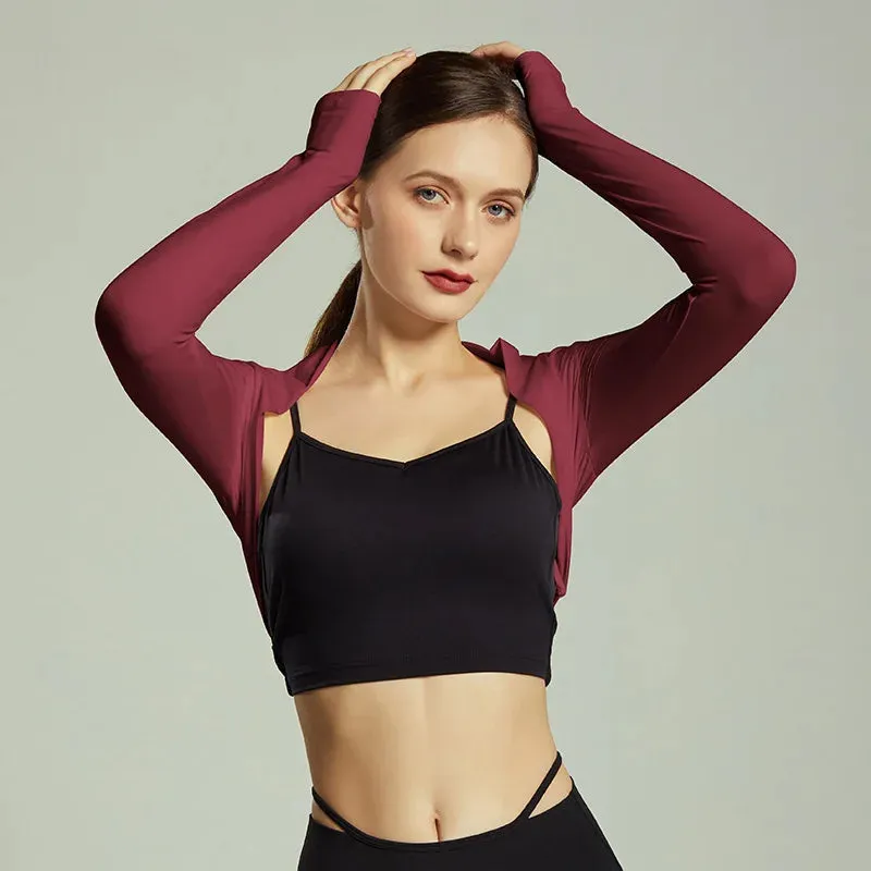 Women's Long Sleeve Ballet Shawl Yoga Crop Top