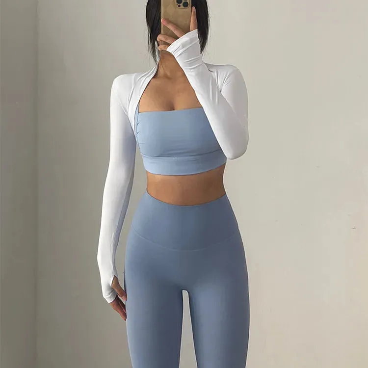 Women's Long Sleeve Ballet Shawl Yoga Crop Top