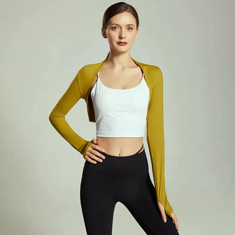 Women's Long Sleeve Ballet Shawl Yoga Crop Top