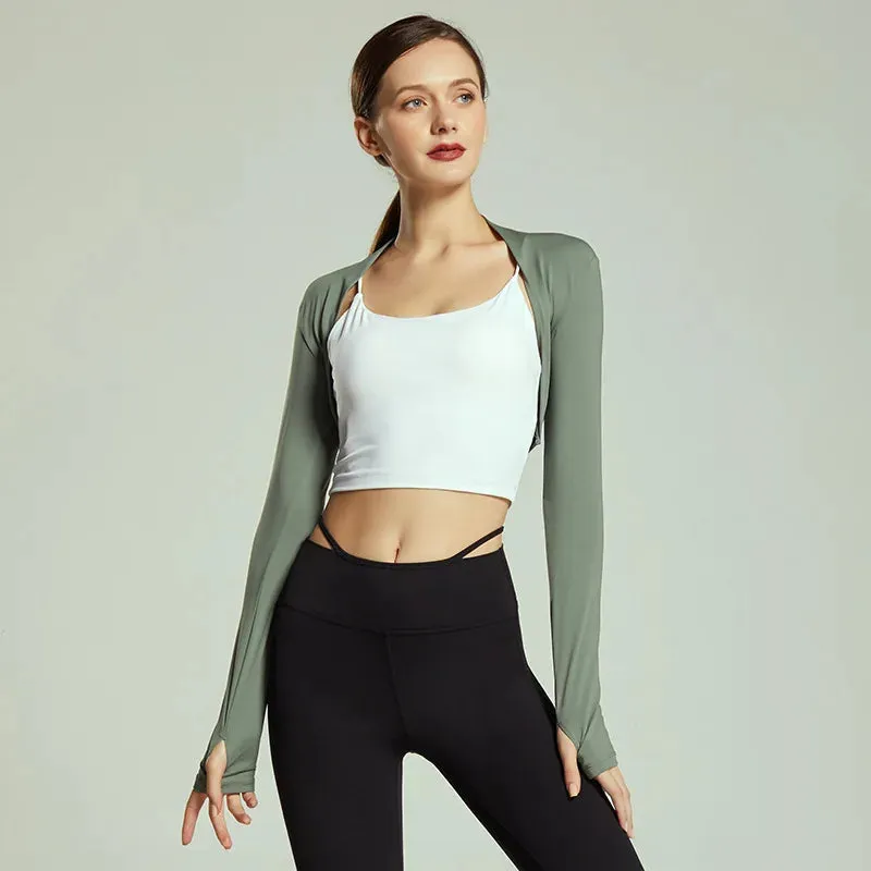 Women's Long Sleeve Ballet Shawl Yoga Crop Top
