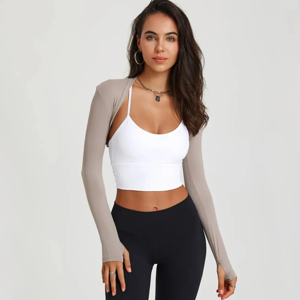 Women's Long Sleeve Ballet Shawl Yoga Crop Top