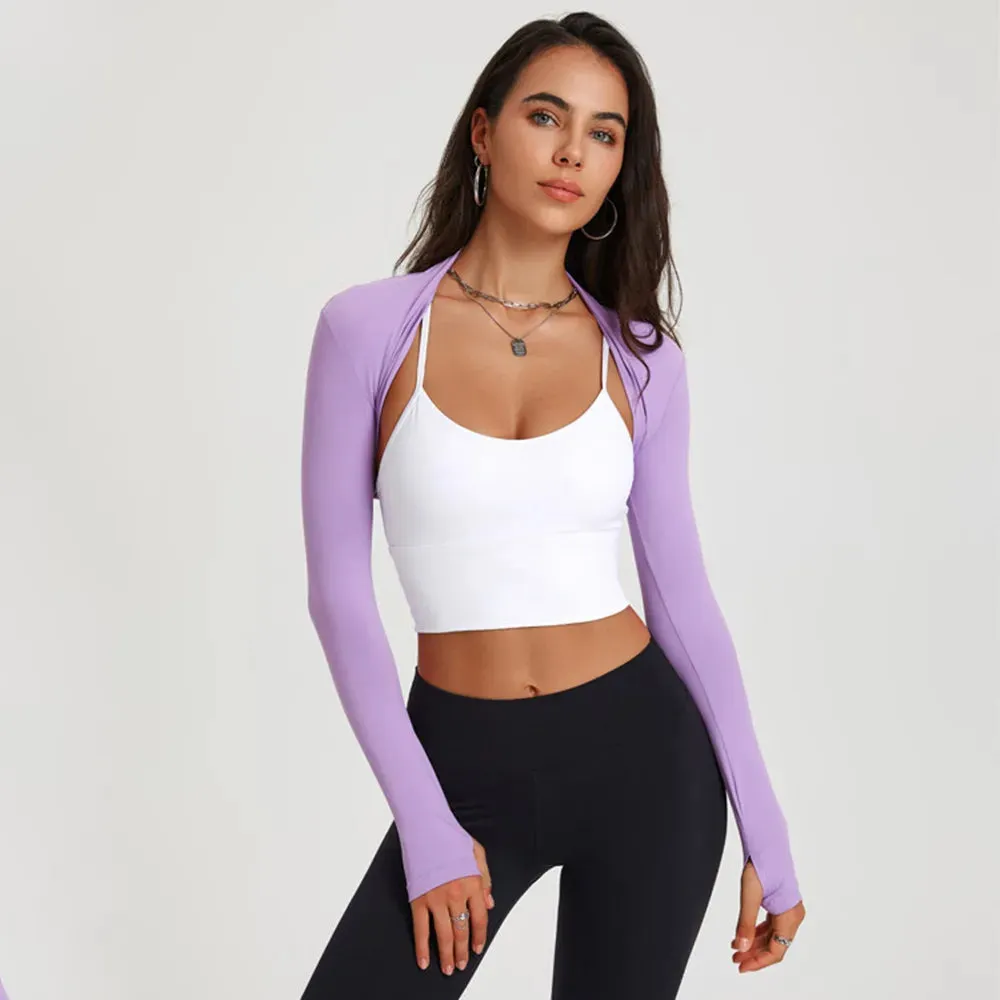 Women's Long Sleeve Ballet Shawl Yoga Crop Top