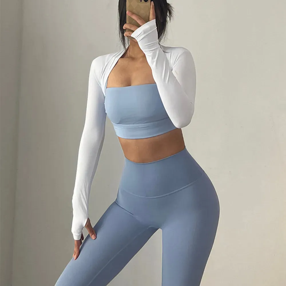 Women's Long Sleeve Ballet Shawl Yoga Crop Top