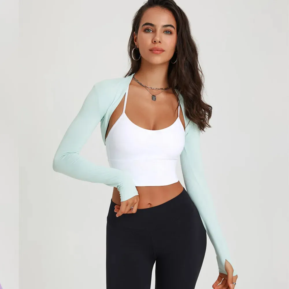 Women's Long Sleeve Ballet Shawl Yoga Crop Top
