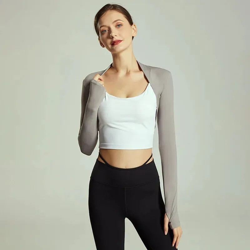 Women's Long Sleeve Ballet Shawl Yoga Crop Top