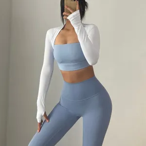 Women's Long Sleeve Ballet Shawl Yoga Crop Top